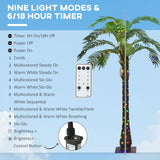 Outsunny 5' Artificial Lighted Palm Tree with 3 Coconuts, 200 LED Light, Color Changing Light Up Tropical Palm Tree with Remote
