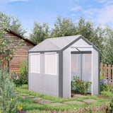 Outsunny 8' L x 6' W x 7' H Outdoor Walk-In Tunnel Greenhouse with Roll-up Windows, 2 Zippered Doors, & Weather Cover