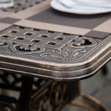 Outsunny 7-Piece Patio Dining Set Cast Aluminium Outdoor Furniture Set 6 Armchairs & Table with Umbrella Hole, Bronze