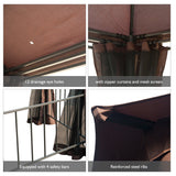 Outsunny 7' x 7' 2-Level Hexagon Outdoor Patio Gazebo Canopy Pavilion with Removable Mesh Curtains, Double Tiered Roof