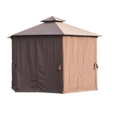 Outsunny 7' x 7' 2-Level Hexagon Outdoor Patio Gazebo Canopy Pavilion with Removable Mesh Curtains, Double Tiered Roof