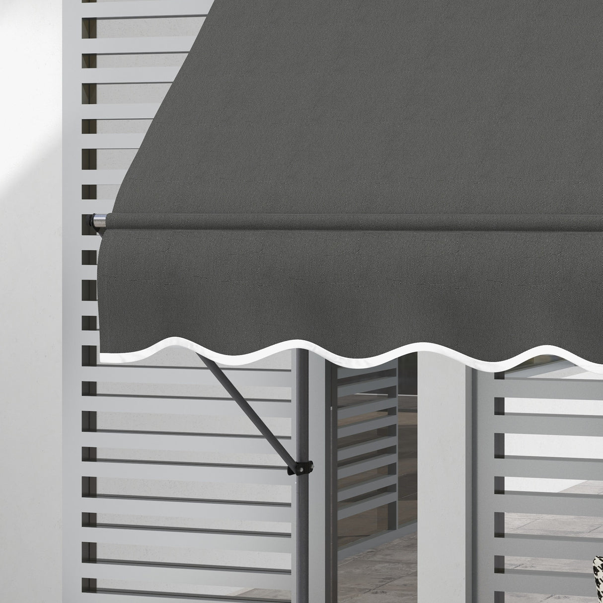 Outsunny 8' x 4' Manual Retractable Awning, Non-Screw Freestanding Patio Sun Shade Shelter with Support Pole Stand