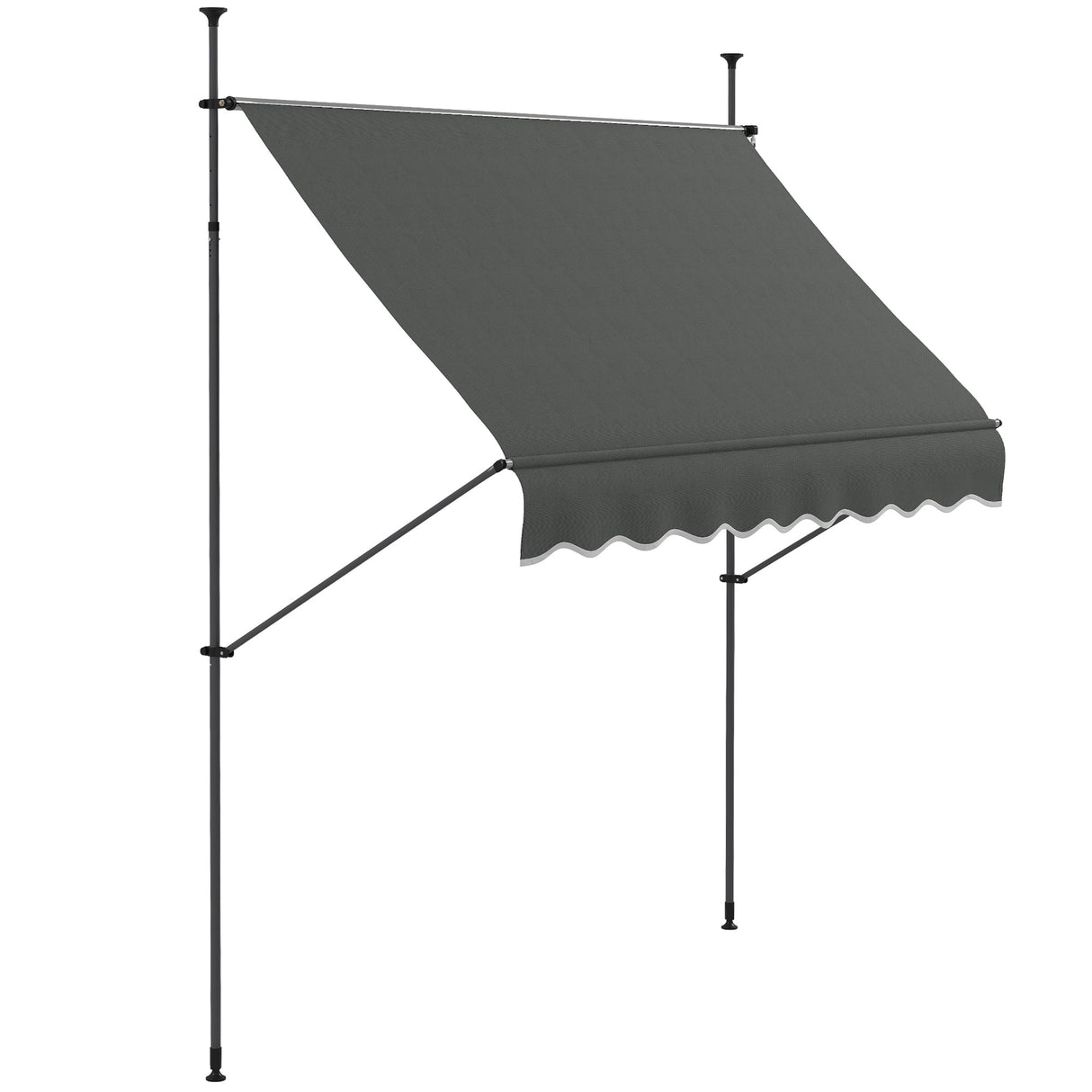Outsunny 8' x 4' Manual Retractable Awning, Non-Screw Freestanding Patio Sun Shade Shelter with Support Pole Stand