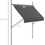 Outsunny 8' x 4' Manual Retractable Awning, Non-Screw Freestanding Patio Sun Shade Shelter with Support Pole Stand