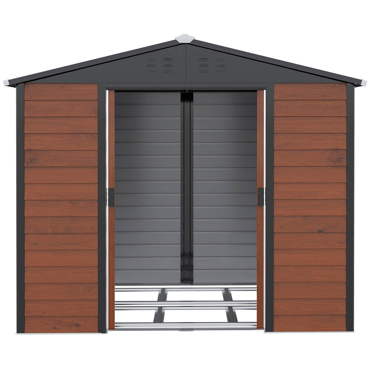 Outsunny 8' x 7' Outdoor Storage Shed, Galvanized Steel Metal Garden Shed with Double Sliding Lockable Door