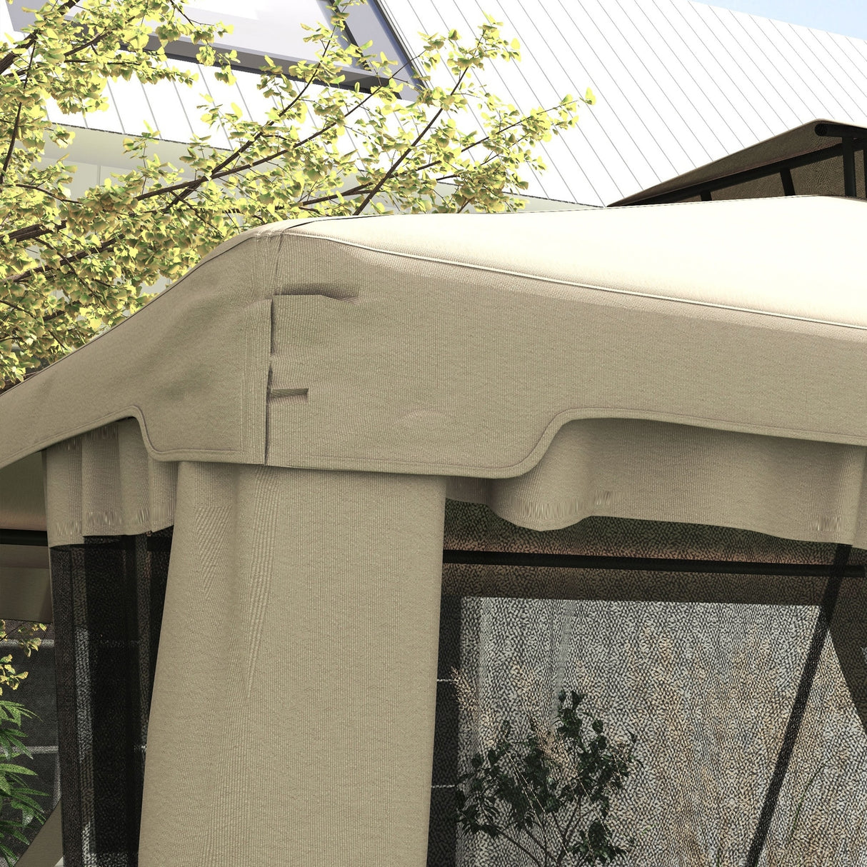 Outsunny 9.6' x 11.6' Patio Gazebo, Outdoor Canopy Shelter with 2-Tier Roof and Netting, Steel Frame for Garden, Lawn, Backyard