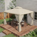 Outsunny 9.6' x 11.6' Patio Gazebo, Outdoor Canopy Shelter with 2-Tier Roof and Netting, Steel Frame for Garden, Lawn, Backyard