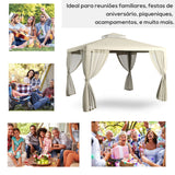 Outsunny 9.6' x 11.6' Patio Gazebo, Outdoor Canopy Shelter with 2-Tier Roof and Netting, Steel Frame for Garden, Lawn, Backyard