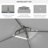 Outsunny 9.6' x 11.6' Patio Gazebo, Outdoor Canopy Shelter with 2-Tier Roof and Netting, Steel Frame for Garden, Lawn, Backyard