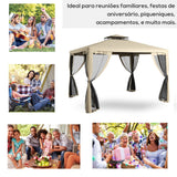 Outsunny 9.6' x 11.6' Patio Gazebo, Outdoor Canopy Shelter with 2-Tier Roof and Netting, Steel Frame for Garden, Lawn, Backyard