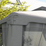 Outsunny 9.6' x 11.6' Patio Gazebo, Outdoor Canopy Shelter with 2-Tier Roof and Netting, Steel Frame for Garden, Lawn, Backyard