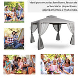 Outsunny 9.6' x 11.6' Patio Gazebo, Outdoor Canopy Shelter with 2-Tier Roof and Netting, Steel Frame for Garden, Lawn, Backyard