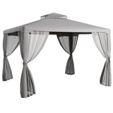 Outsunny 9.6' x 11.6' Patio Gazebo, Outdoor Canopy Shelter with 2-Tier Roof and Netting, Steel Frame for Garden, Lawn, Backyard