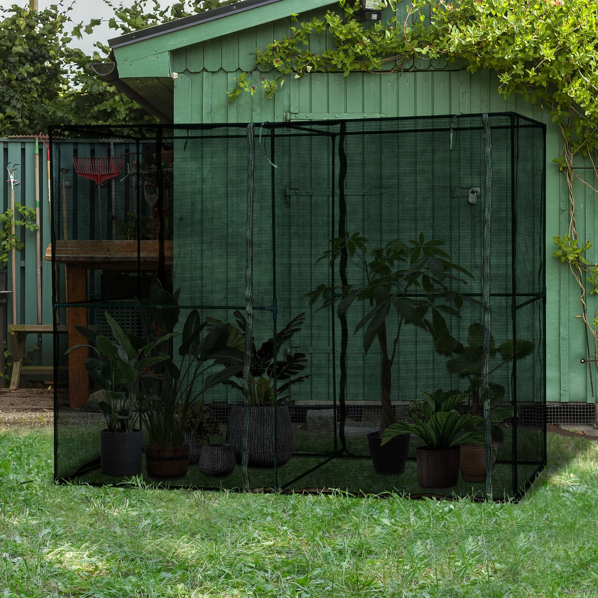 Outsunny 94.5" x 47.25" x 72.75" Walk-in Greenhouse with High-Quality HDPE Cover & 2 Zippered Doors for Plants/Herbs