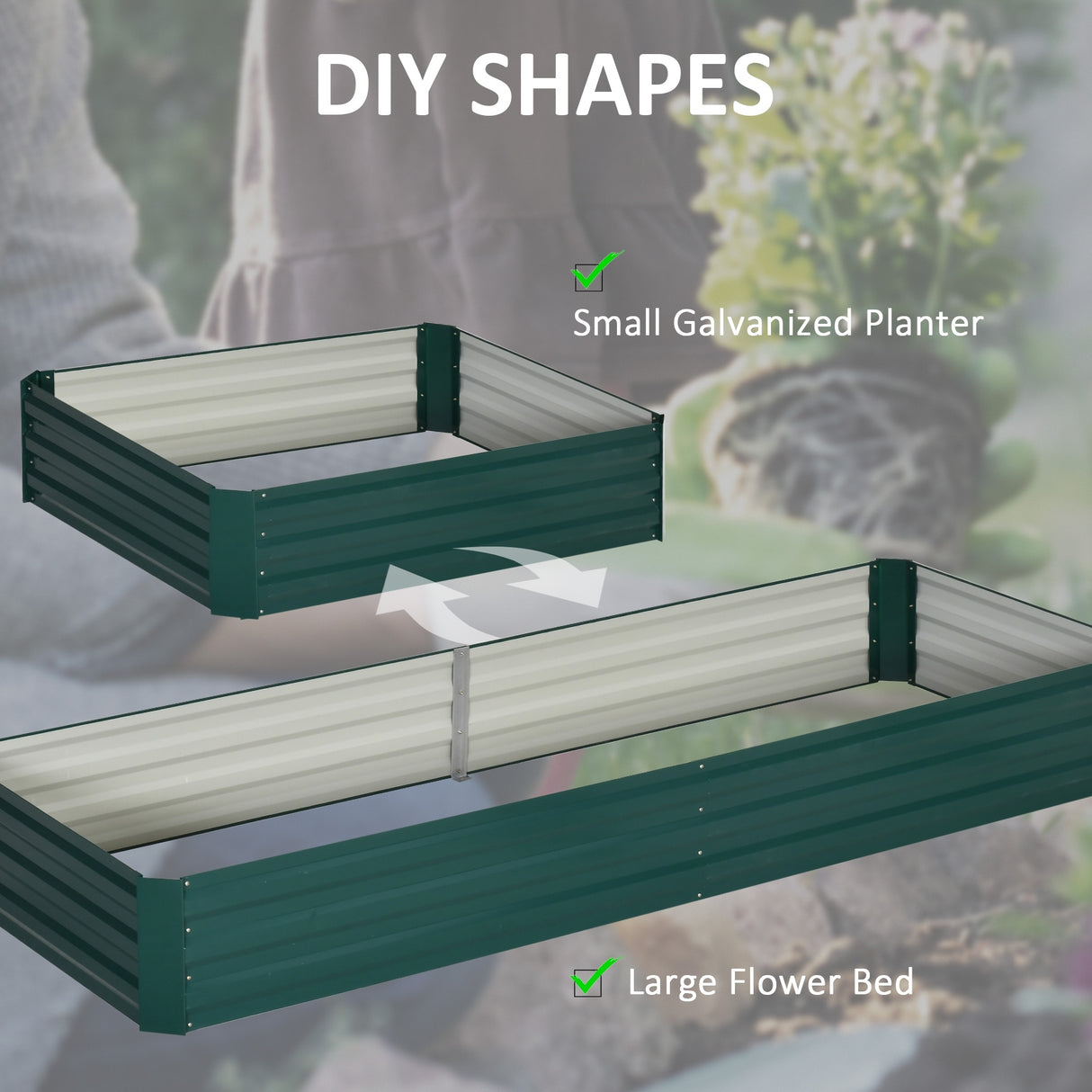Outsunny 95" x 36" x 12" Galvanized Raised Garden Bed, Metal Elevated Planter Box, Easy DIY and Cleaning for Growing Flowers