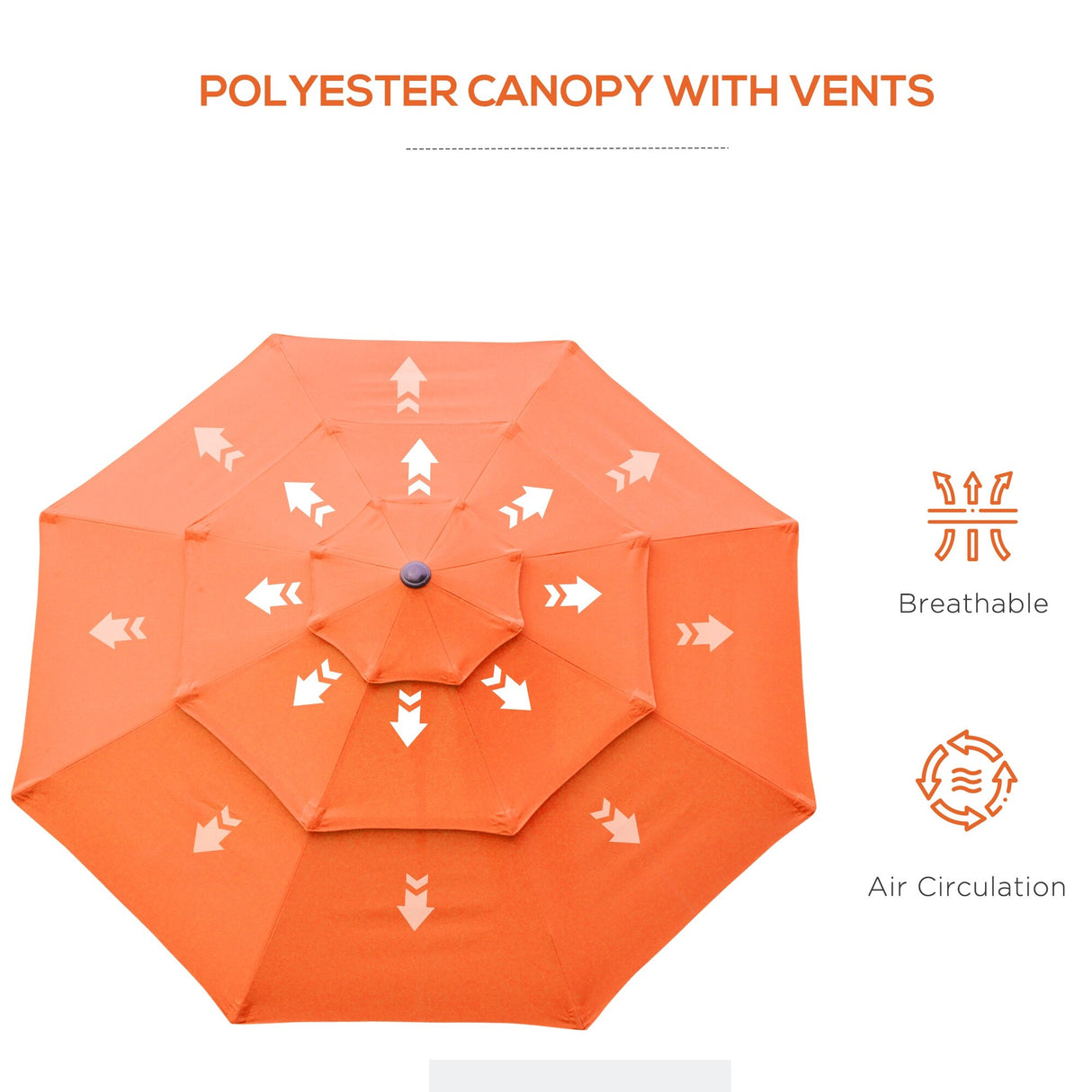 Outsunny 9FT 3 Tiers Patio Umbrella Outdoor Market Umbrella with Crank, Push Button Tilt for Deck, Backyard and Lawn