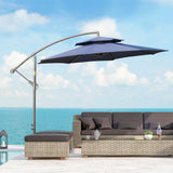 Outsunny 9' 2-Tier Cantilever Umbrella with Crank Handle, Cross Base and 8 Ribs, Garden Patio Offset Umbrella