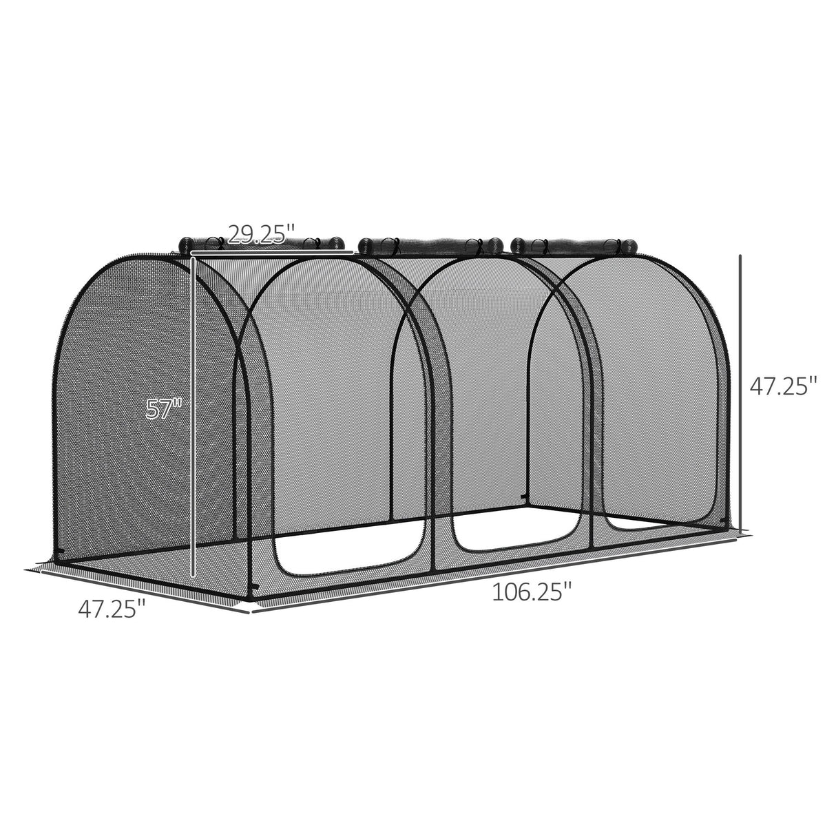 Outsunny 9' x 4' Crop Cage, Plant Protection Tent with Three Zippered Doors, Storage Bag and 6 Ground Stakes