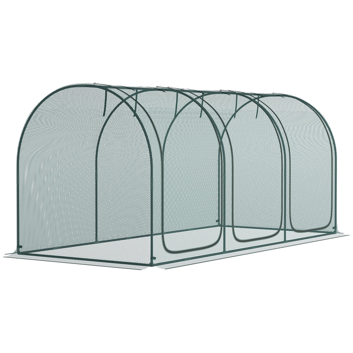 Outsunny 9' x 4' Crop Cage, Plant Protection Tent with Three Zippered Doors, Storage Bag and 6 Ground Stakes