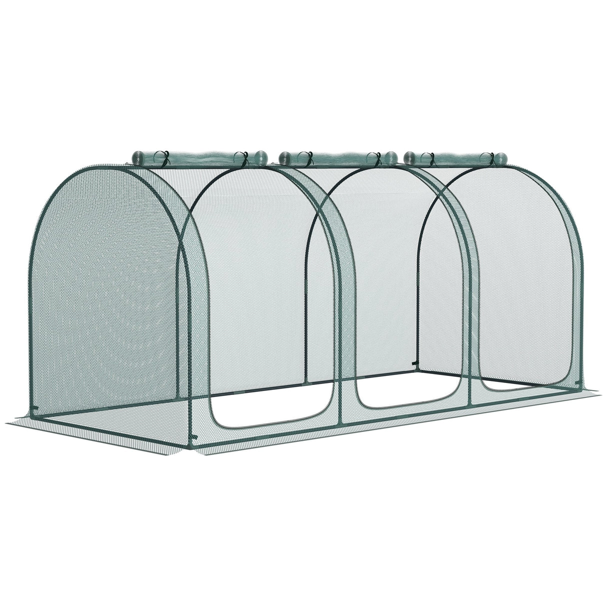 Outsunny 9' x 4' Crop Cage, Plant Protection Tent with Three Zippered Doors, Storage Bag and 6 Ground Stakes
