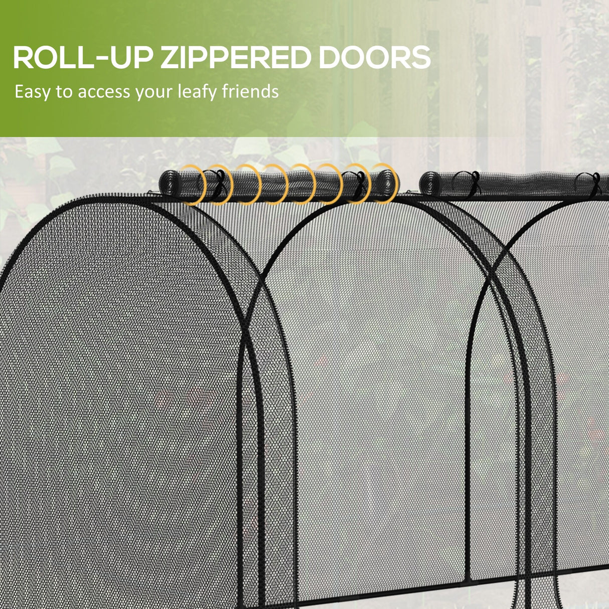 Outsunny 9' x 4' Crop Cage, Plant Protection Tent with Three Zippered Doors, Storage Bag and 6 Ground Stakes