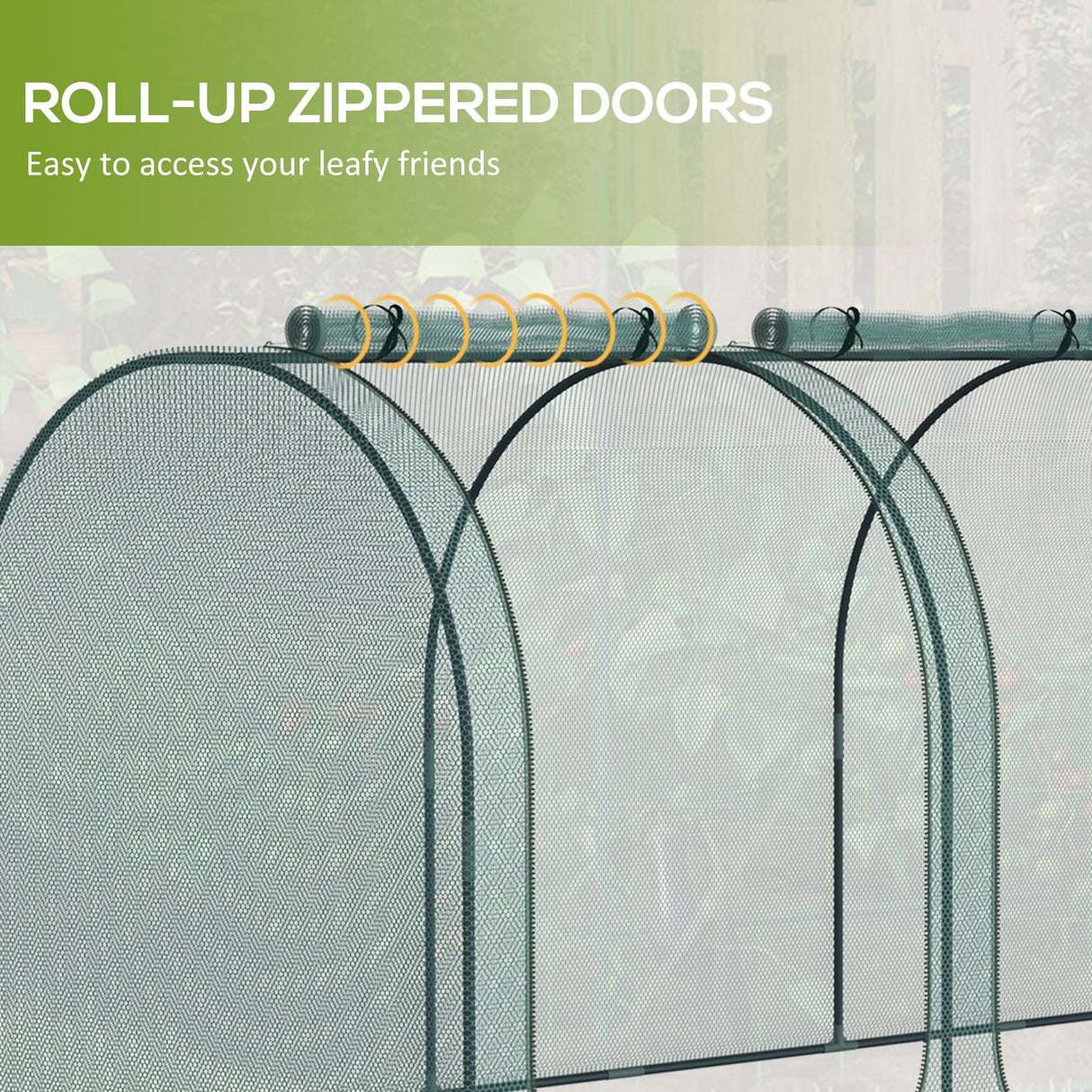 Outsunny 9' x 4' Crop Cage, Plant Protection Tent with Three Zippered Doors, Storage Bag and 6 Ground Stakes