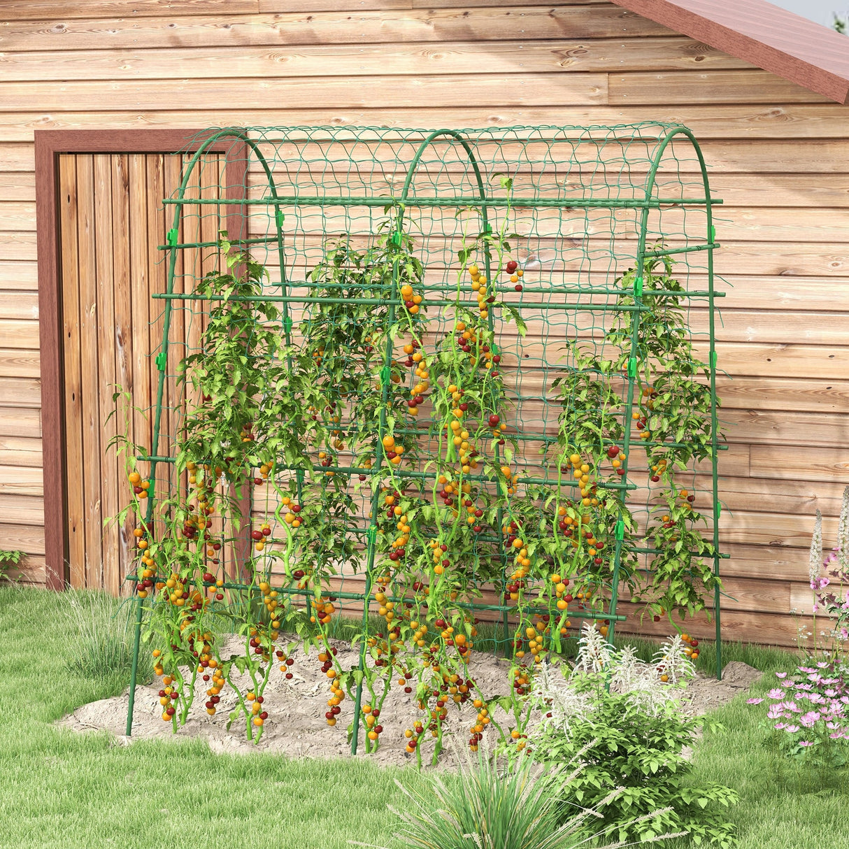 Outsunny Cucumber Trellis, 6.8' Tall Arch Trellis for Climbing Plants Outdoor, A-Frame