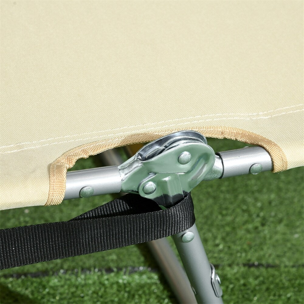 Outsunny Folding Beach Lounge Chair with Face Hole and Arm Slots