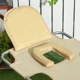 Outsunny Folding Beach Lounge Chair with Face Hole and Arm Slots, 5-level Adjustable Sun Lounger Tanning Chair with Pillow - N/A