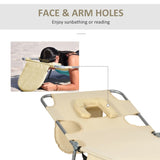 Outsunny Folding Beach Lounge Chair with Face Hole and Arm Slots