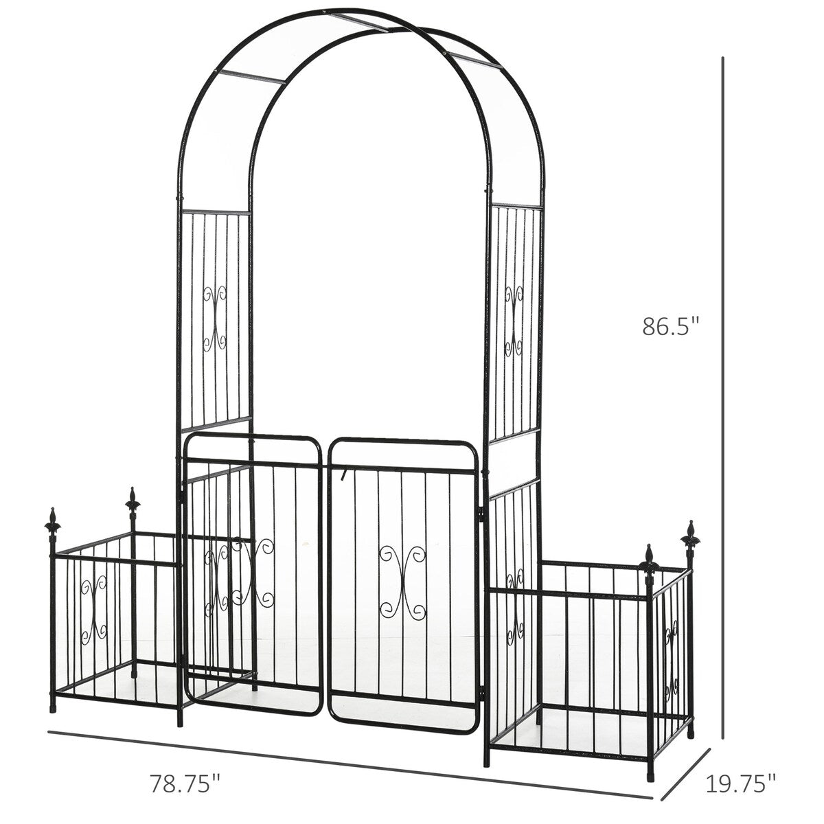 Outsunny Garden Arbor Arch Gate with Trellis Sides, Locking Doors