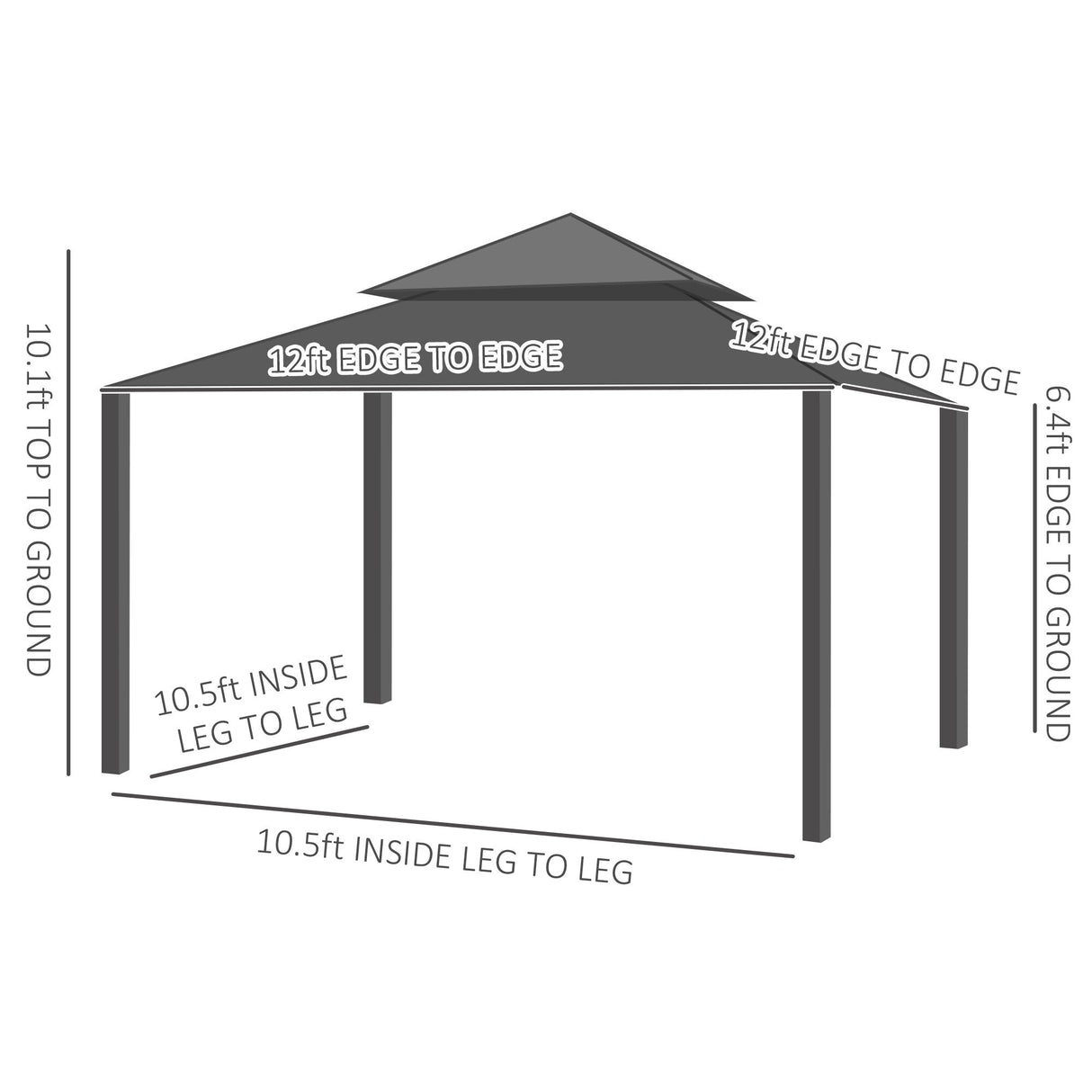 Outsunny Hardtop Gazebo with Aluminum Frame, Permanent Metal Roof Gazebo Canopy with Curtains and Netting