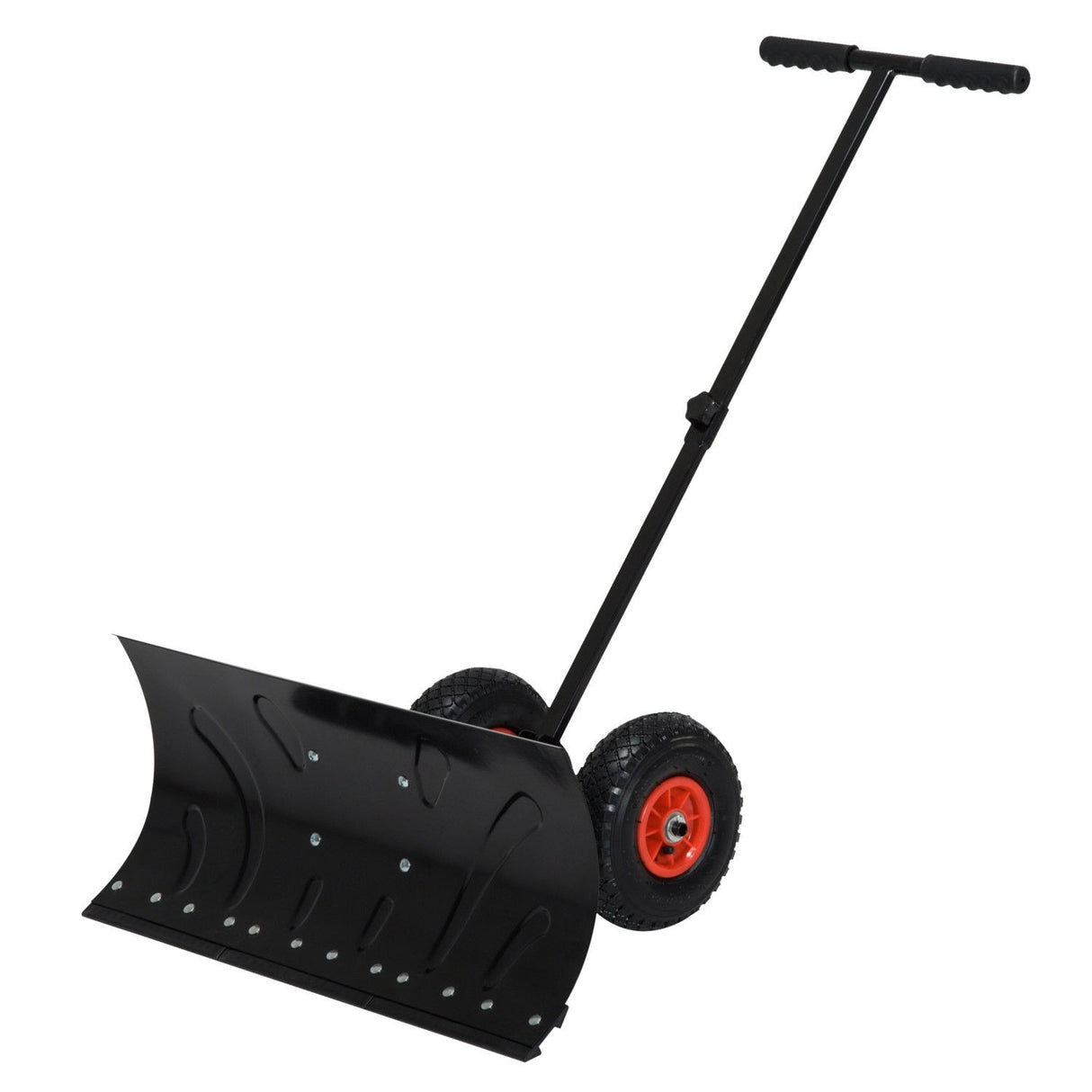 Outsunny Height/ Angle-Adjustable Heavy-Duty Rolling Snow Shovel Pusher