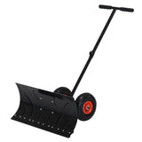 Outsunny Height/ Angle-Adjustable Heavy-Duty Rolling Snow Shovel Pusher