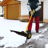 Outsunny Height/ Angle-Adjustable Heavy-Duty Rolling Snow Shovel Pusher