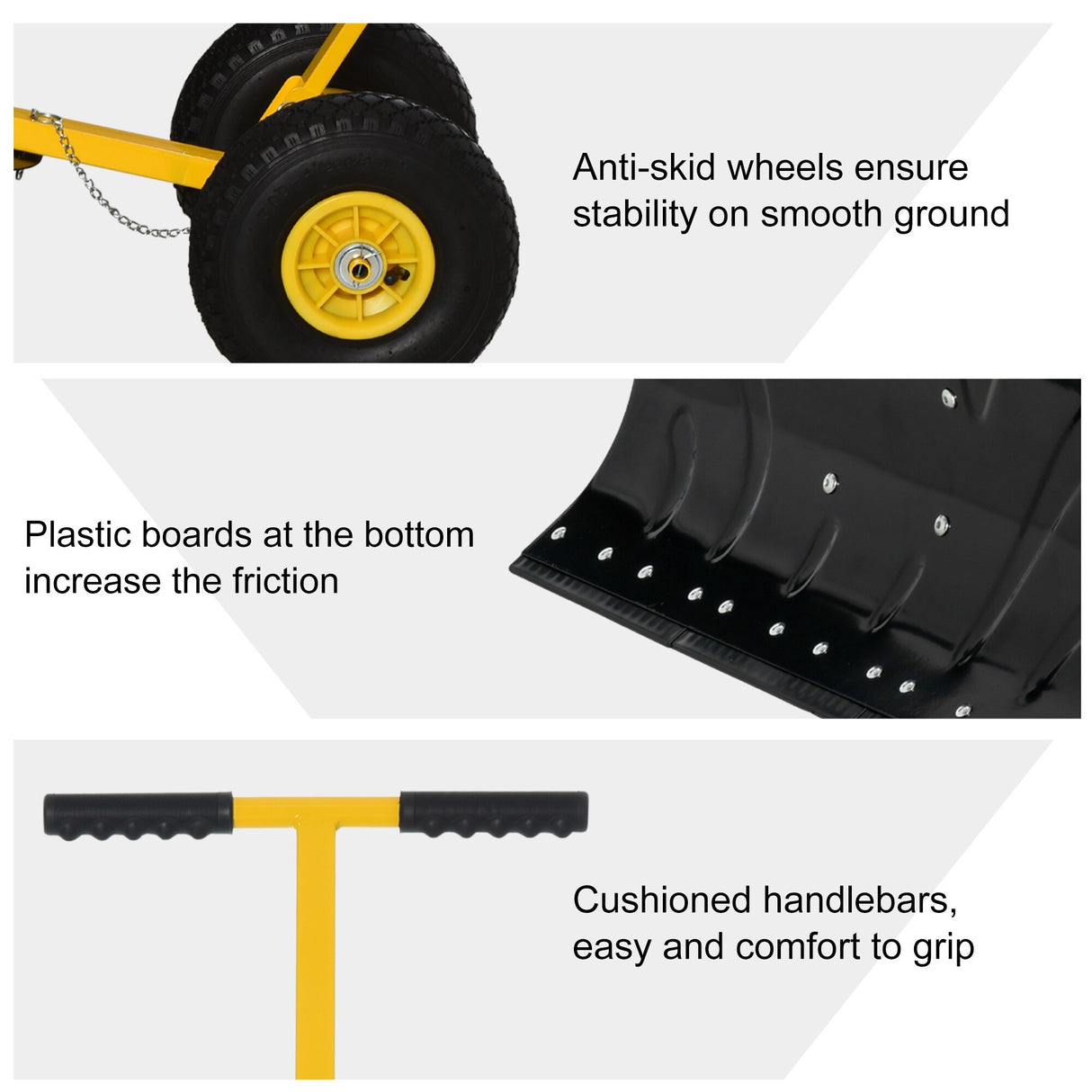 Outsunny Height/ Angle-Adjustable Heavy-Duty Rolling Snow Shovel Pusher