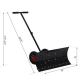 Outsunny Height/ Angle-Adjustable Heavy-Duty Rolling Snow Shovel Pusher