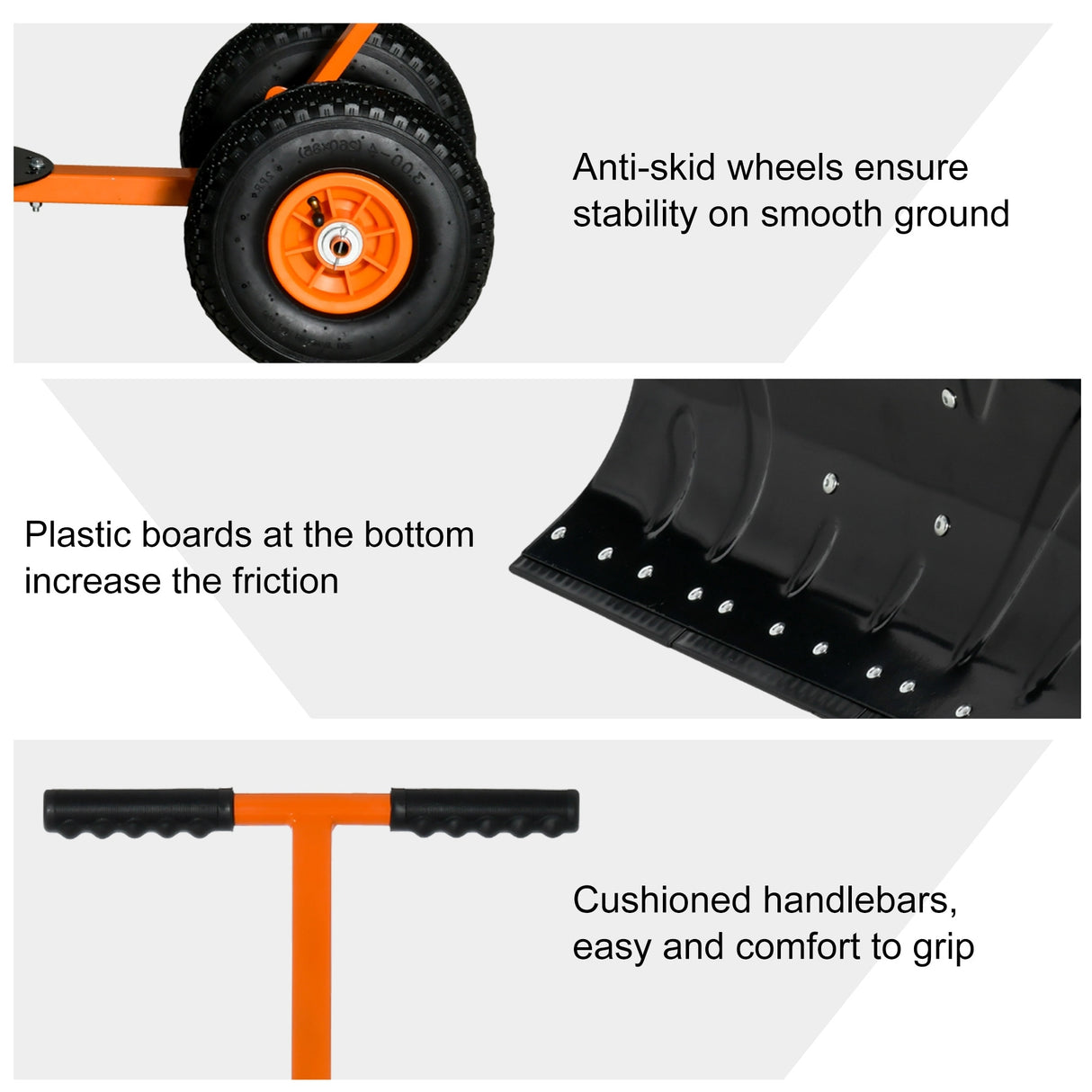 Outsunny Height/ Angle-Adjustable Heavy-Duty Rolling Snow Shovel Pusher