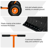Outsunny Height/ Angle-Adjustable Heavy-Duty Rolling Snow Shovel Pusher