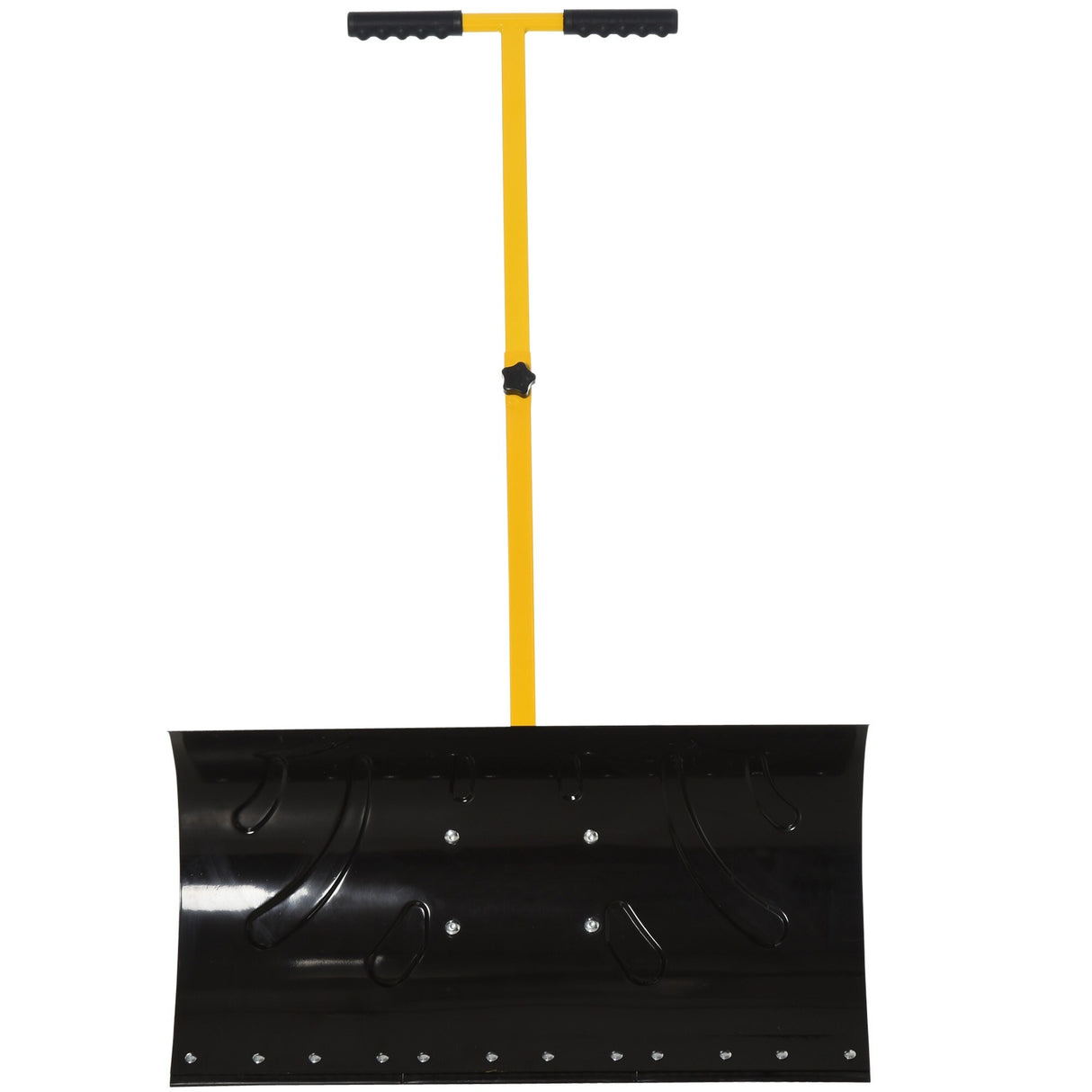 Outsunny Height/ Angle-Adjustable Heavy-Duty Rolling Snow Shovel Pusher