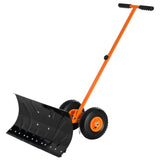 Outsunny Height/ Angle-Adjustable Heavy-Duty Rolling Snow Shovel Pusher