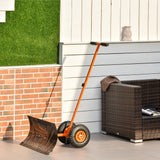 Outsunny Height/ Angle-Adjustable Heavy-Duty Rolling Snow Shovel Pusher