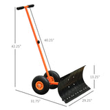 Outsunny Height/ Angle-Adjustable Heavy-Duty Rolling Snow Shovel Pusher
