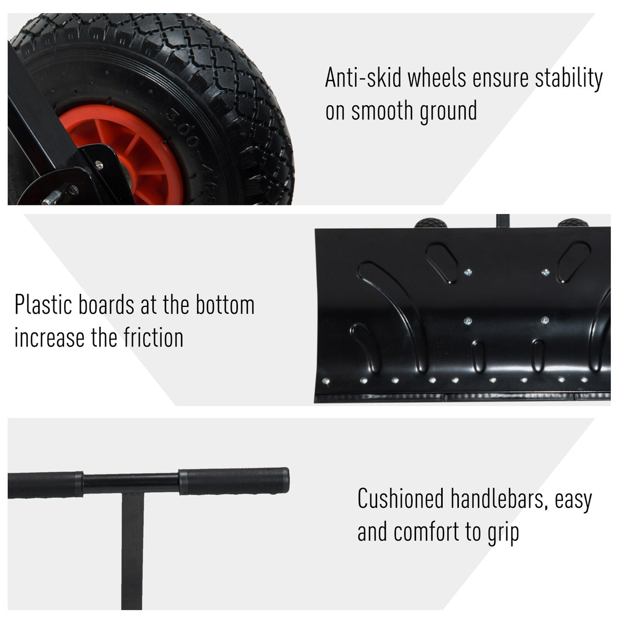 Outsunny Height/ Angle-Adjustable Heavy-Duty Rolling Snow Shovel Pusher