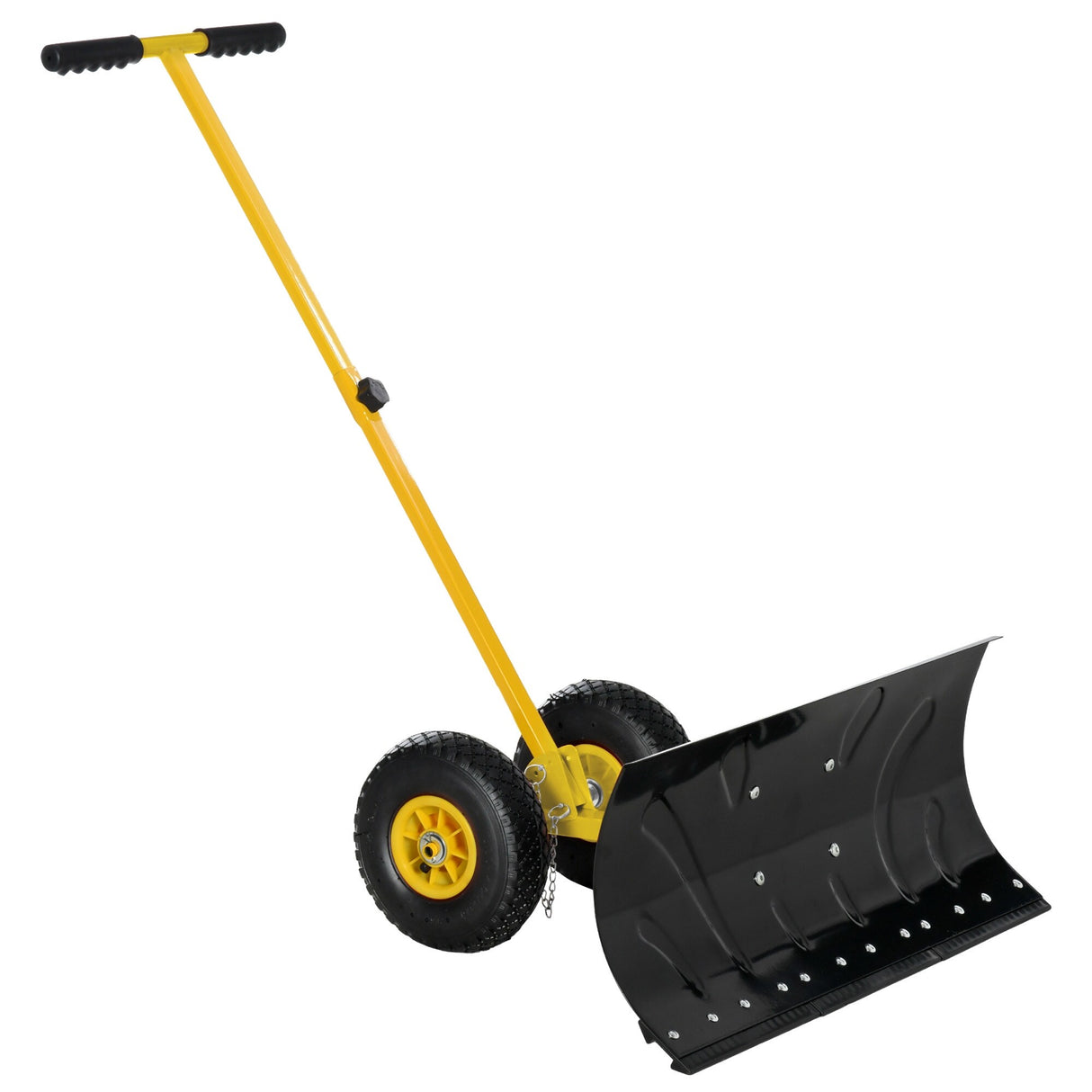 Outsunny Height/ Angle-Adjustable Heavy-Duty Rolling Snow Shovel Pusher