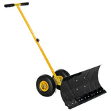 Outsunny Height/ Angle-Adjustable Heavy-Duty Rolling Snow Shovel Pusher