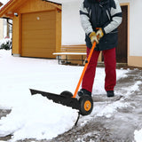 Outsunny Height/ Angle-Adjustable Heavy-Duty Rolling Snow Shovel Pusher