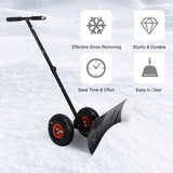 Outsunny Height/ Angle-Adjustable Heavy-Duty Rolling Snow Shovel Pusher