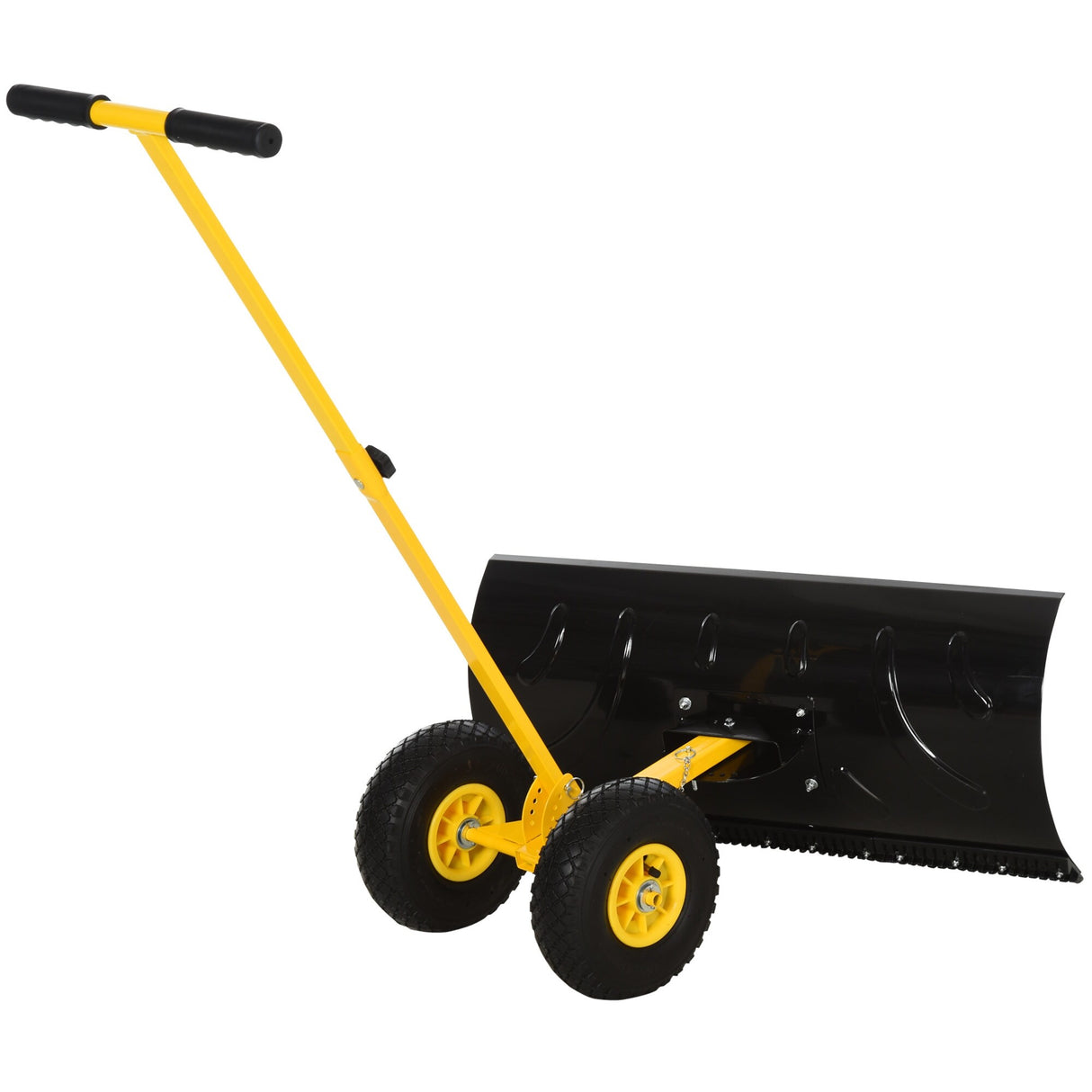 Outsunny Height/ Angle-Adjustable Heavy-Duty Rolling Snow Shovel Pusher