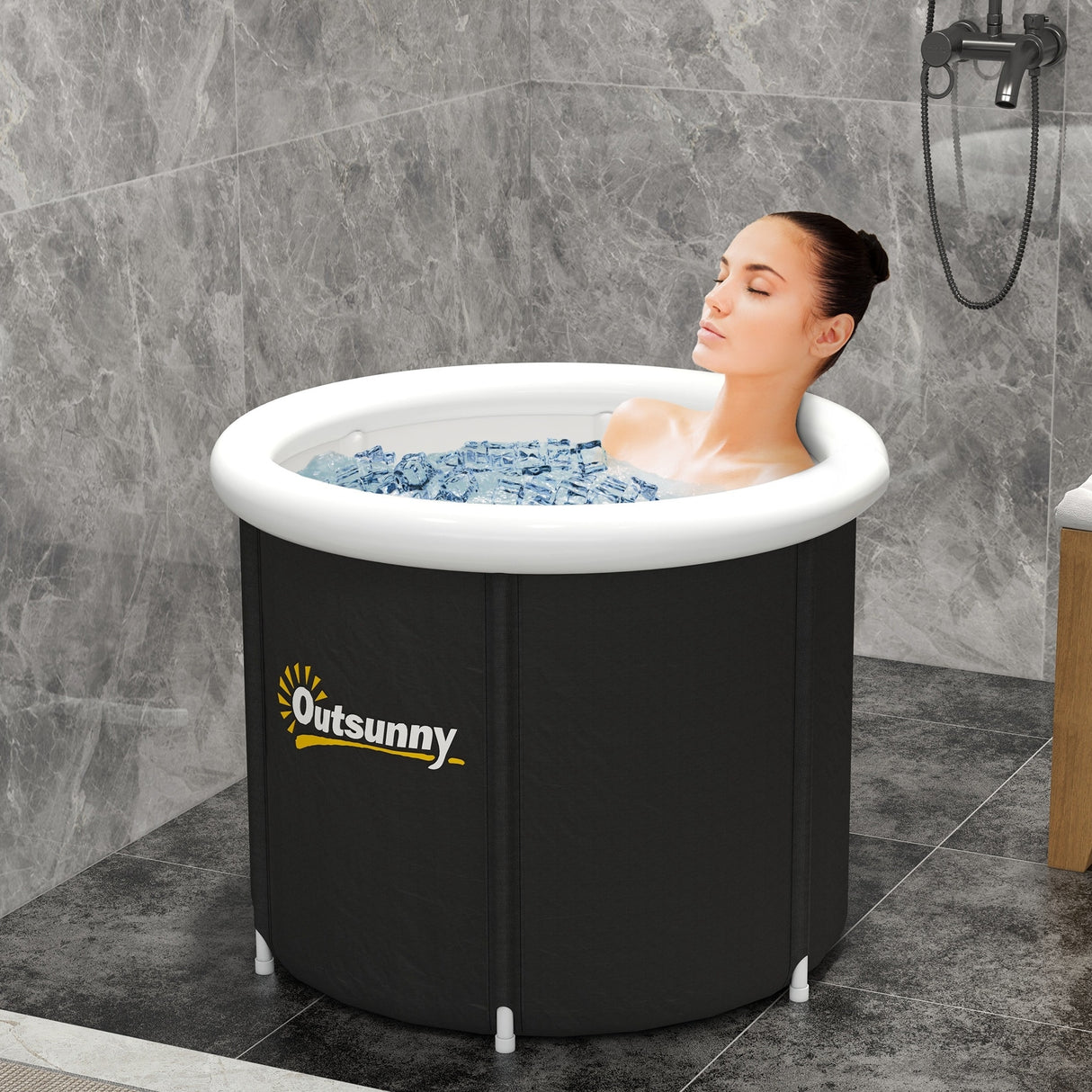 Outsunny Ice Bath Tub, Portable Cold Plunge Tub Outdoor with Thermo Lid, Cover and Carry Bag